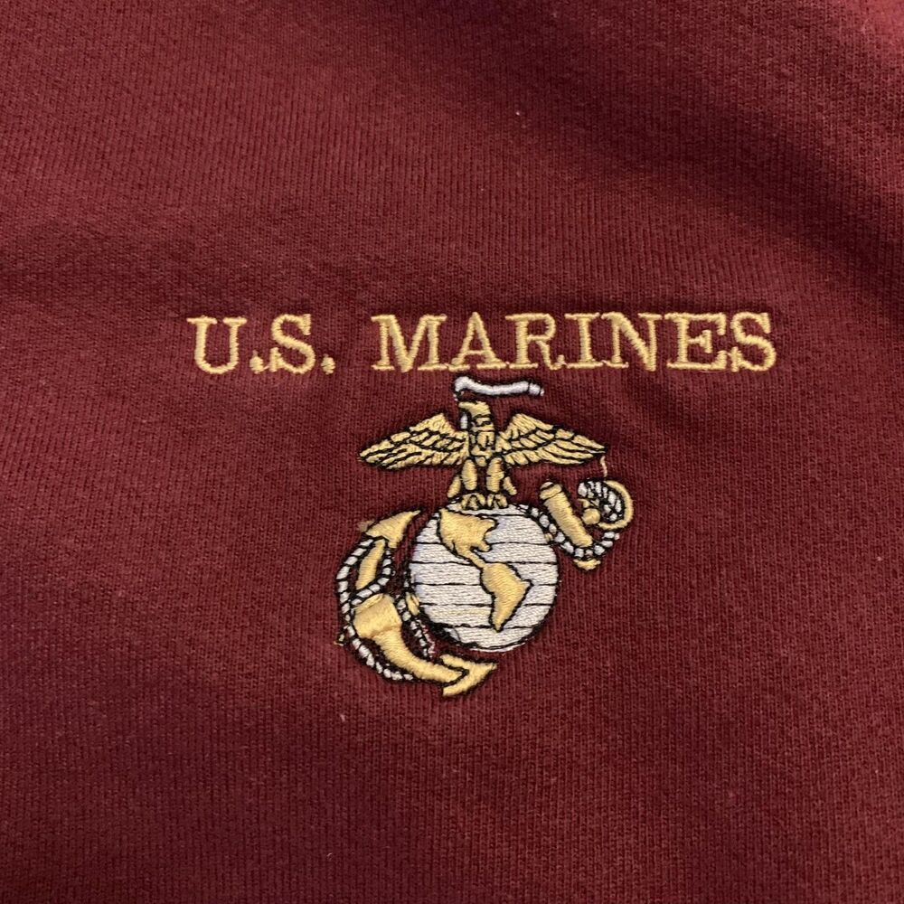 American Apparel Jacket Mens XL Maroon U.S.‎ Marines Varsity Bomber Made USA